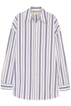 A.W.A.K.E. A.W.A.K.E. WOMAN OVERSIZED STRIPED COTTON-POPLIN SHIRT WHITE,3074457345618934807