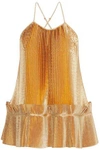 STELLA MCCARTNEY STELLA MCCARTNEY WOMAN VIVIANA PLISSÉ LAMÉ PEPLUM CAMISOLE GOLD,3074457345618510846