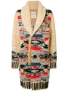 COOHEM COOHEM NATIVE KNITTED COAT - BROWN