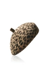 LOLA HATS FRENCHY LEOPARD-PRINT FELT BERET,689386