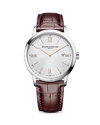 Baume & Mercier Classima Quartz 42mm Stainless Steel And Croc-effect Leather Watch In Silver/brown