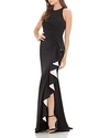 CARMEN MARC VALVO INFUSION CONTRAST RUFFLE GOWN,661375