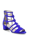 JIMMY CHOO Ren Caged Suede Block Heel Sandals,0400097789914