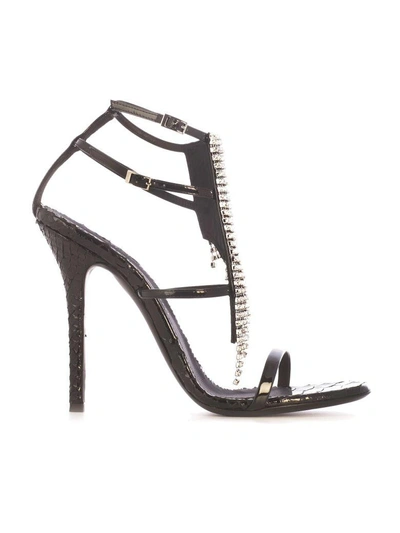 Giuseppe Zanotti Design Crystal Sandals In Black