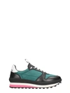 GIVENCHY SNEAKERS IN BLACK LEATHER AND GREEN FABRIC,10653677