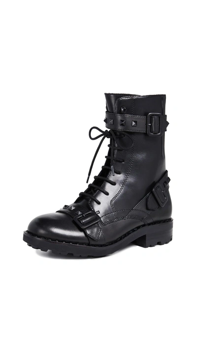 Ash Women's Witch Studded Leather Moto Boots In Black