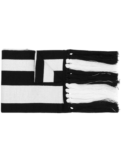 Gcds Logo Stripe Scarf In Black