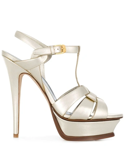 Saint Laurent Tribute 105 Sandals In Neutrals