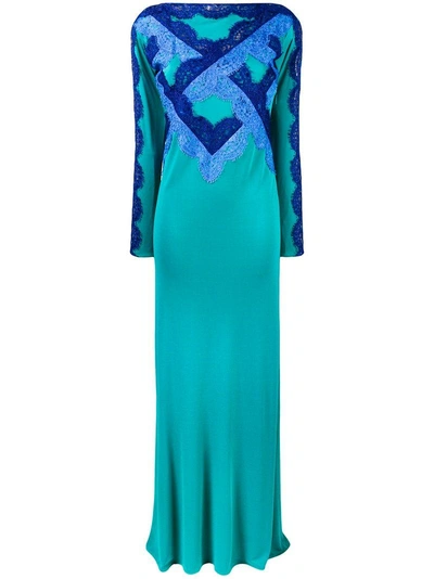 Emilio Pucci Contrast Lace Jersey Gown In Blue