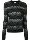 Saint Laurent Metallic Jacquard-knit Wool-blend Sweater In Black