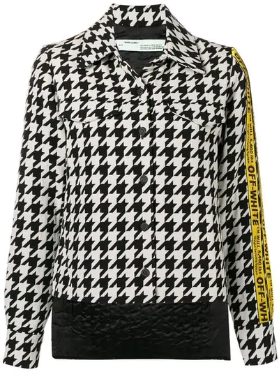 Off-white Canvas Jacquard-trimmed Houndstooth Wool-blend Jacket In Black