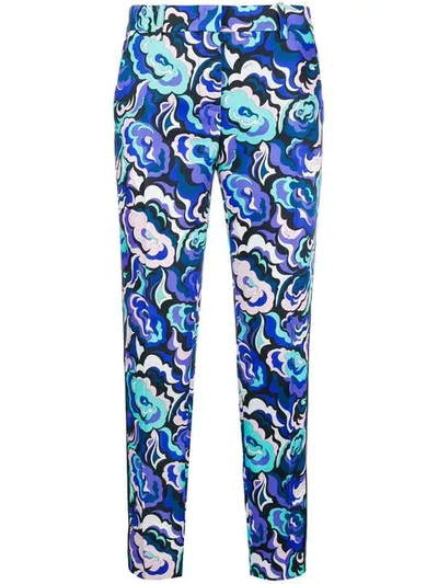 Emilio Pucci Velvet-trimmed Wool And Silk-blend Twill Slim-leg Trousers In Purple