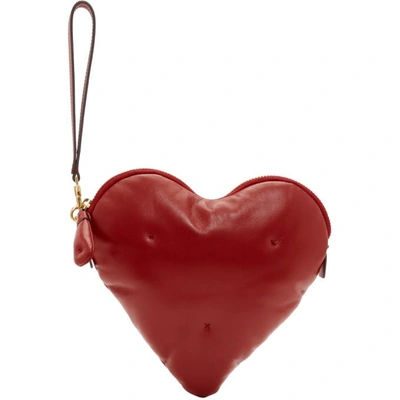 Anya Hindmarch Chubby Heart Leather Clutch - Red