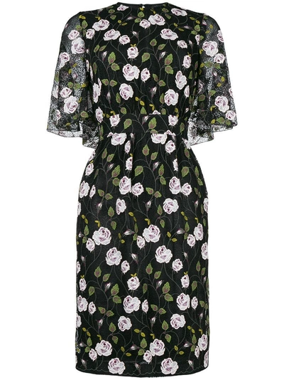 Giambattista Valli Cape-effect Floral-print Cotton Blend-lace Midi Dress