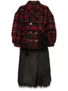 SIMONE ROCHA SIMONE ROCHA TARTAN FAUX FUR ALPACA WOOL-BLEND COAT - MULTICOLOUR