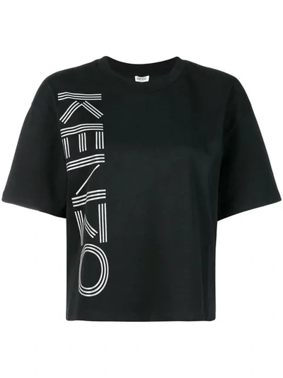 Kenzo Glitter Logo Print T-shirt In Black