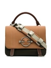 JW ANDERSON NUDE, BROWN AND GREEN DISC LEATHER SATCHEL BAG