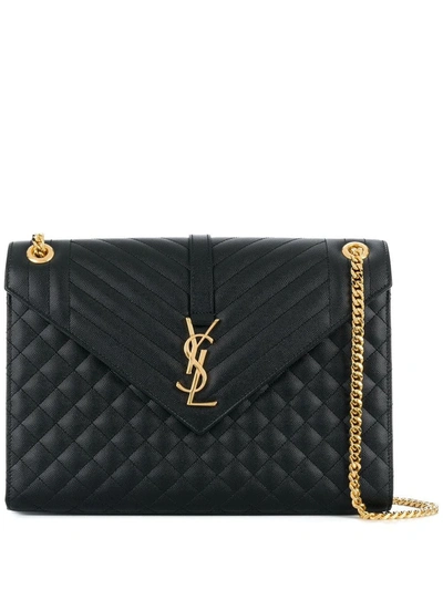 SAINT LAURENT LARGE ENVELOPE LEATHER SHOULDER BAG