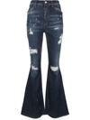 DOLCE & GABBANA RIPPED DETAIL BOOTCUT JEANS