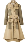 CHLOÉ GABARDINE AND WOOL-BLEND TRIMMED TWILL TRENCH COAT