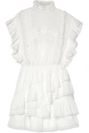 ULLA JOHNSON HOLLY RUFFLED LACE-TRIMMED COTTON-VOILE MINI DRESS