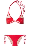 ADRIANA DEGREAS + CHARLOTTE OLYMPIA PIN-UP KISS TULLE-PANELED TRIANGLE BIKINI