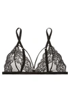 COCO DE MER SERAPHINE LEAVERS LACE, TULLE AND SATIN SOFT-CUP TRIANGLE BRA