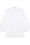 ALEXANDER MCQUEEN WOMAN PLEATED COTTON-POPLIN SHIRT WHITE,GB 1874378722889565