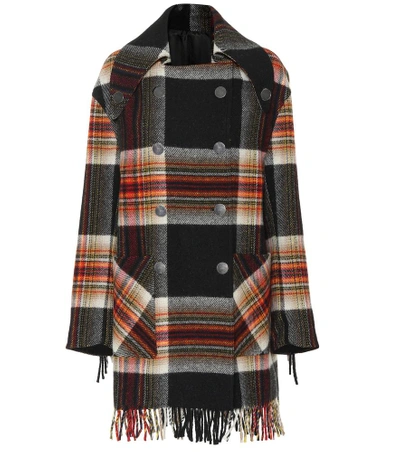 Calvin Klein 205w39nyc Double-breasted Boxy Plaid Wool Jacket W/ Fringe Trim In Multicolour