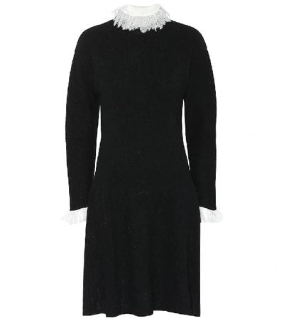 Philosophy Di Lorenzo Serafini Lace-trimmed Wool-blend Dress In Black