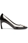 ROGER VIVIER TROMPETTE PERFORATED SMOOTH AND PATENT-LEATHER PUMPS