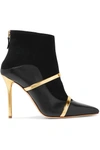 MALONE SOULIERS MADISON 100 METALLIC-TRIMMED LEATHER AND SUEDE ANKLE BOOTS