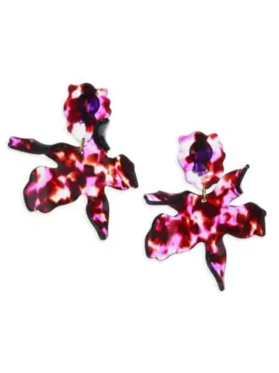 Lele Sadoughi Paper Lily Statement Clip-on Earrings In Black Orchid