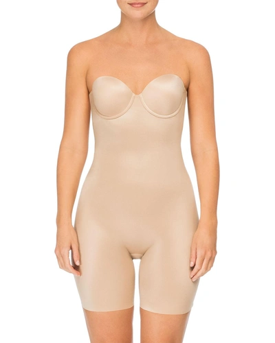 SPANX SUIT YOUR FANCY STRAPLESS CUPPED MID-THIGH SHAPING BODYSUIT,PROD140650053