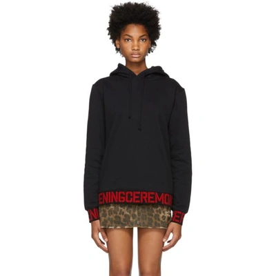 Opening Ceremony Oversized Intarsia-trimmed Cotton-jersey Hoodie In 0001 Black