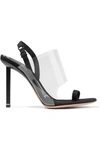 ALEXANDER WANG KAIA GROSGRAIN-TRIMMED SUEDE AND PVC SLINGBACK SANDALS