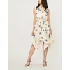 SELF-PORTRAIT ASYMMETRIC GRAPHIC FLORAL-PRINT CHIFFON DRESS