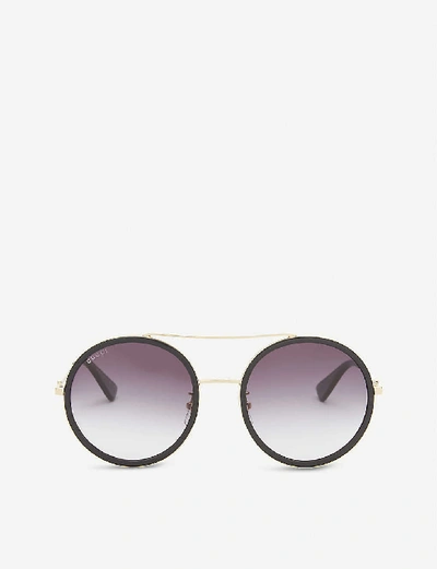 Gucci 56mm Round Sunglasses In Black In Grey