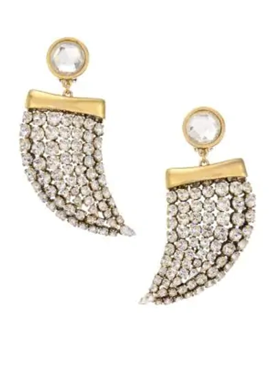 Saint Laurent Crystal-embellished Shark Tooth Clip Earrings In Gold