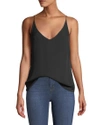 L Agence Jane Spaghetti Silk Cami In Black