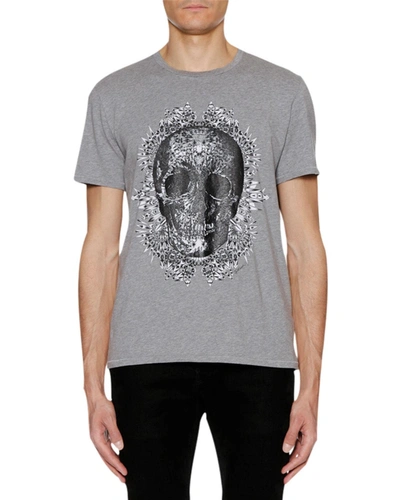 Just Cavalli Men's Skull-graphic Crewneck Short-sleeve Cotton T-shirt In Gray