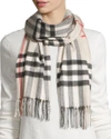 Burberry Off-white Cashmere Check Giant Scarf In Stone Check