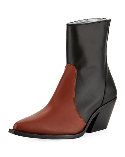 Givenchy 70mm Two Tone Leather Cowboy Boots In Black/tan
