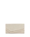 Jimmy Choo Emmie Glitter Leather Clutch Bag In Platinum Ice