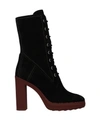 Tod's Platform Ankle Boots In Black Suede In Black