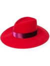 EUGENIA KIM EUGENIA KIM SATIN BAND FEDORA HAT - RED