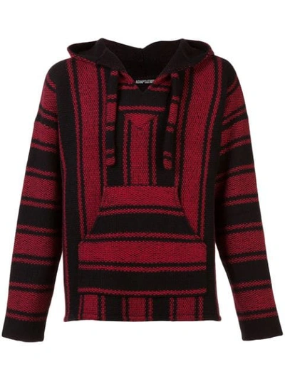 Adaptation Striped Hooded Sweater In Red Black