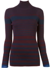 VICTORIA VICTORIA BECKHAM VICTORIA VICTORIA BECKHAM STRIPED FITTED SWEATER - BLUE