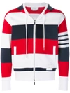 THOM BROWNE ENGINEERED RUGBY STRIPE DROP-SHOULDER ZIP-UP JERSEY HOODIE