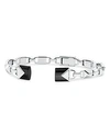 Michael Kors Mercer Link Semi-precious Sterling Silver Center Back Hinged Cuff In Silver/black